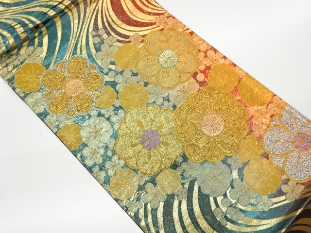 JAPANESE FUKURO OBI / WOVEN FLOWERS